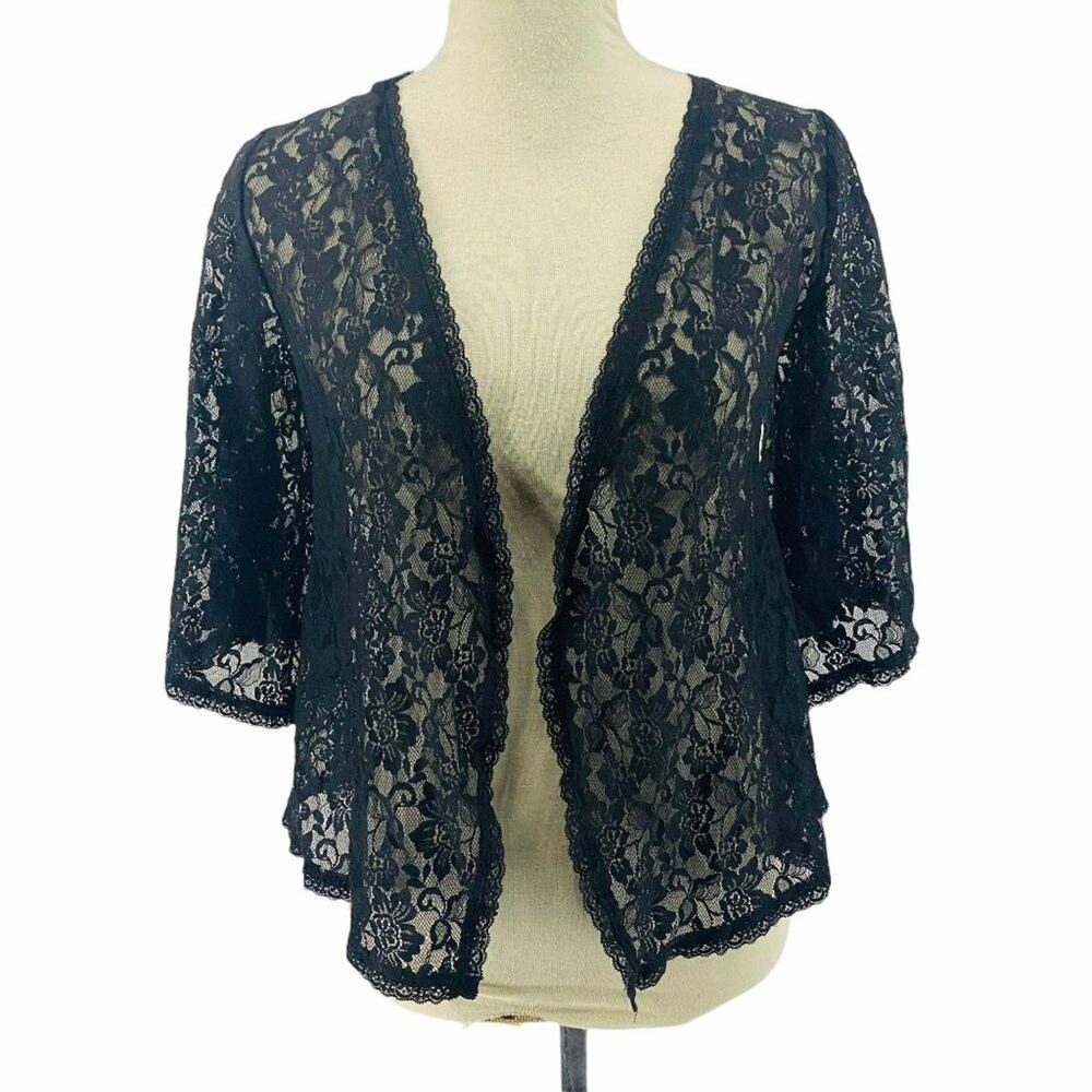 Pout Sexy Black Floral Lace Top Open Front Lingerie Small